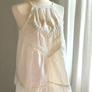 Free People Ivory Elisa Boho Lacy Tieback Tunic